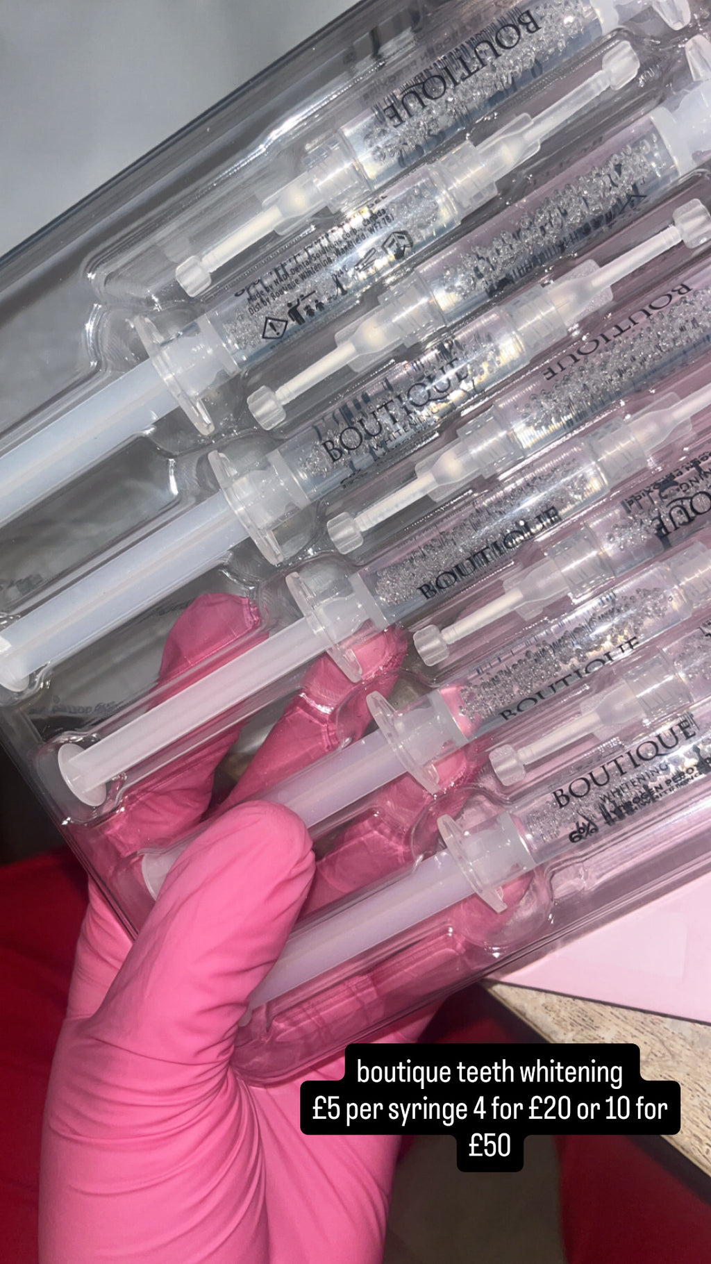 Tray of 10 boutique 6% teeth whitening syringes £50 80% cheaper than dentists