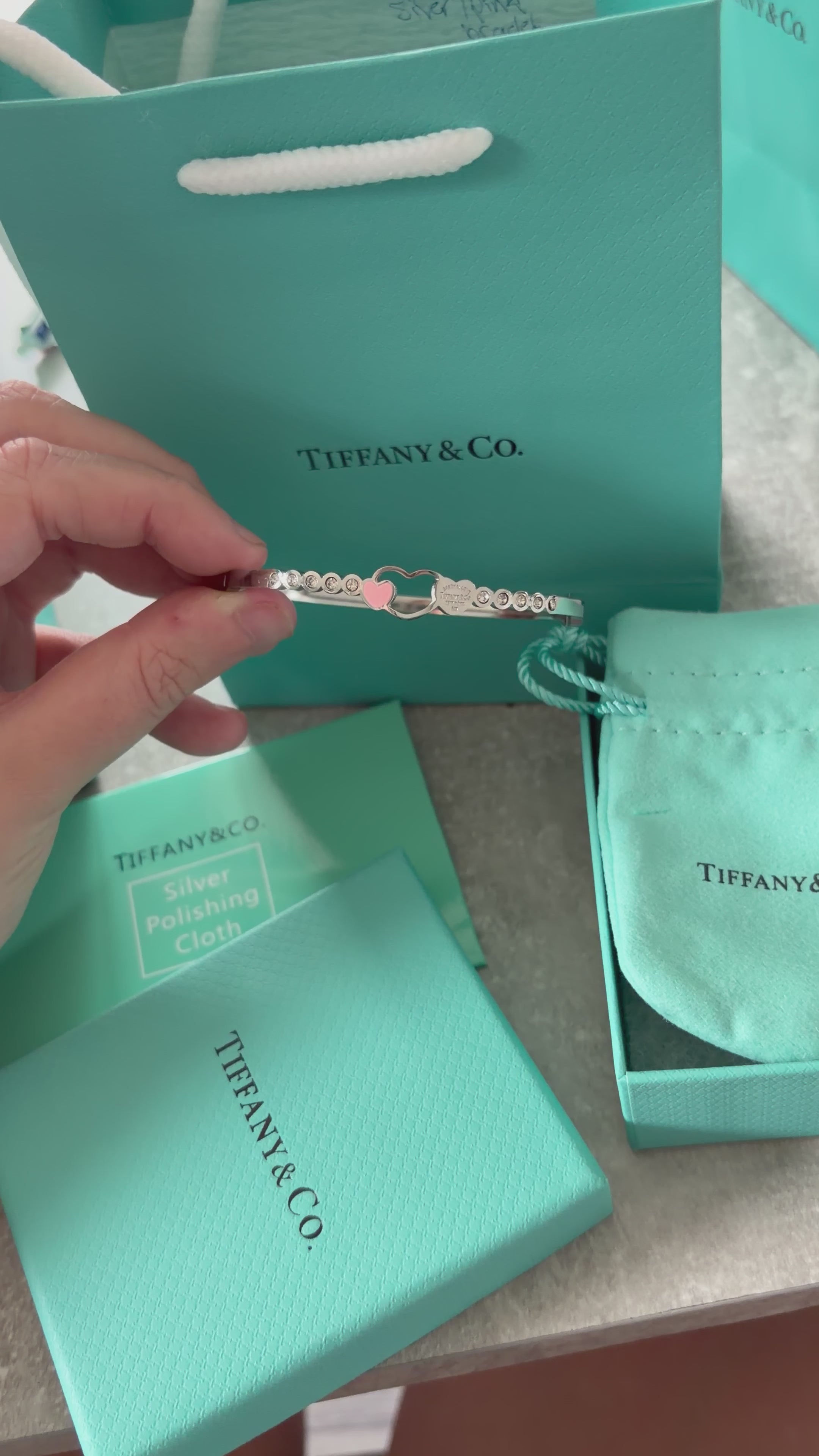 Silver/pink Tiffany bracelet £20